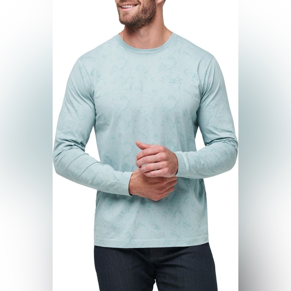 Travis Mathew Warmer Tides Long Sleeve Tee Sz Large Crewneck Marble Print Casual